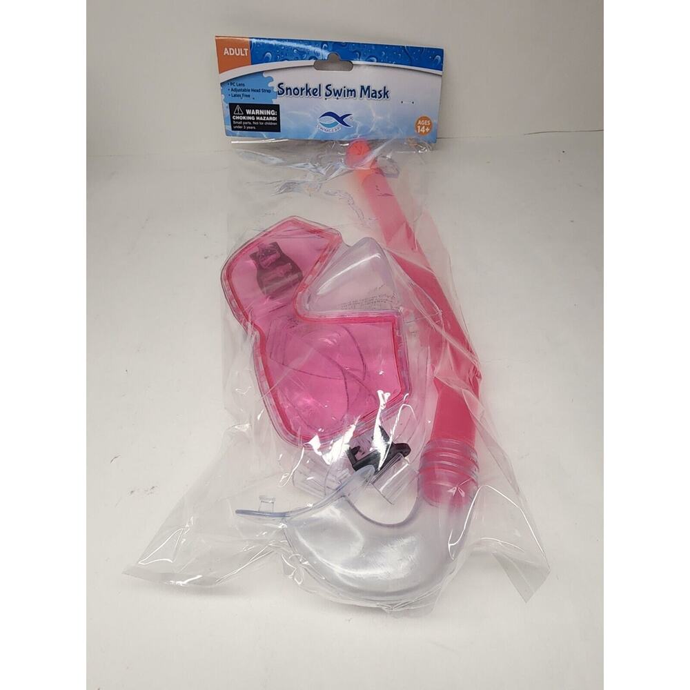 Swimgear - ADULT - Pink Snorkel Swim Mask - Adjustable w PC Lens - Ages 14+ NEW